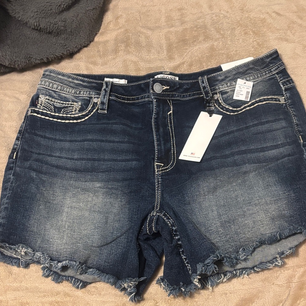 Rewash Dark Blue Jean Shorts With American Flag Design